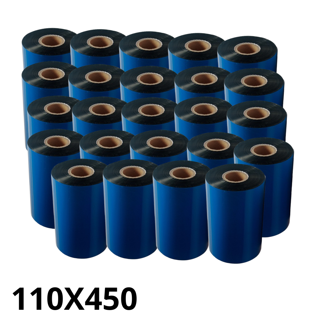 Ribbon de Cera 110x450 - Caixa com 24 Unidades para Impressoras